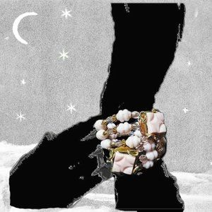 50s Style Pale Pink Beaded Retro Blush Wrap Cuff Bracelet